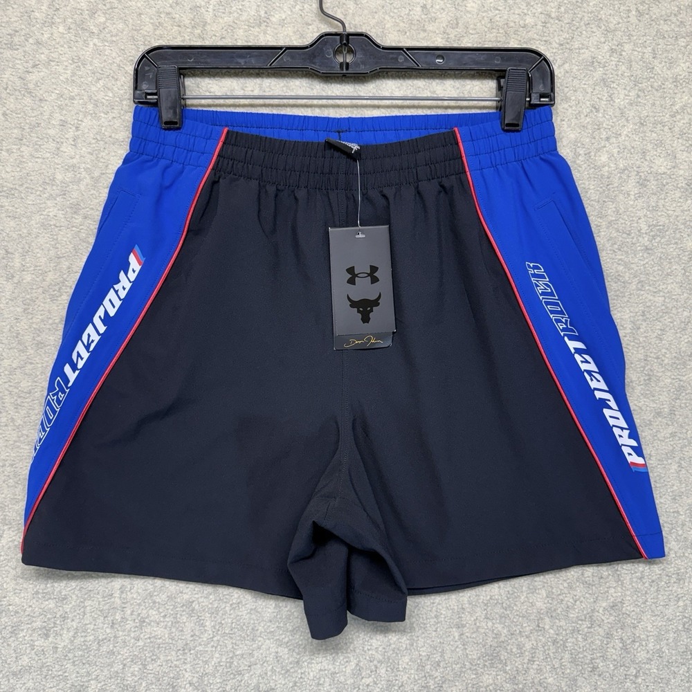 Under Armour Project Rock Colorblock Training Shorts Blue Black Men's Small‎ NWT